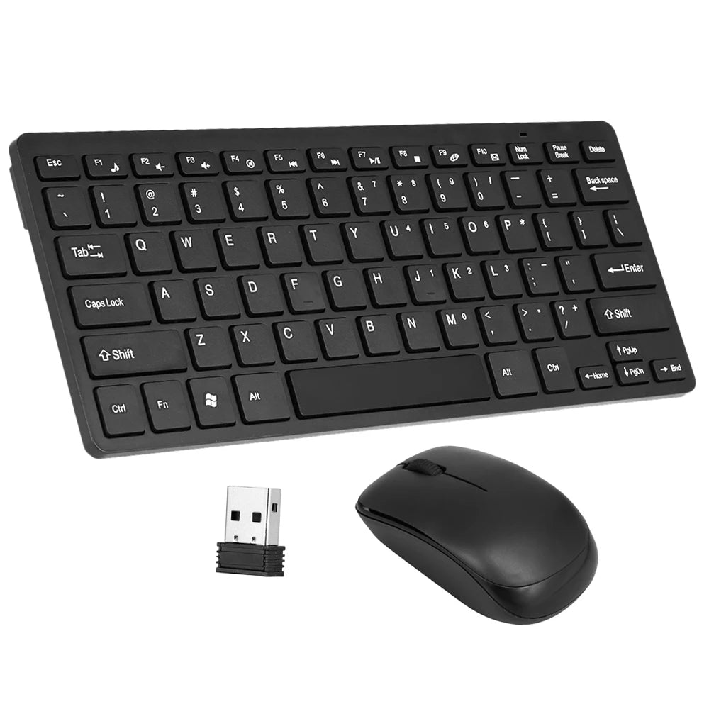 Ensemble clavier & souris sans fil 2.4GHz – Ultra fin avec récepteur USB – Compatible PC, ordinateur portable, Android TV Box