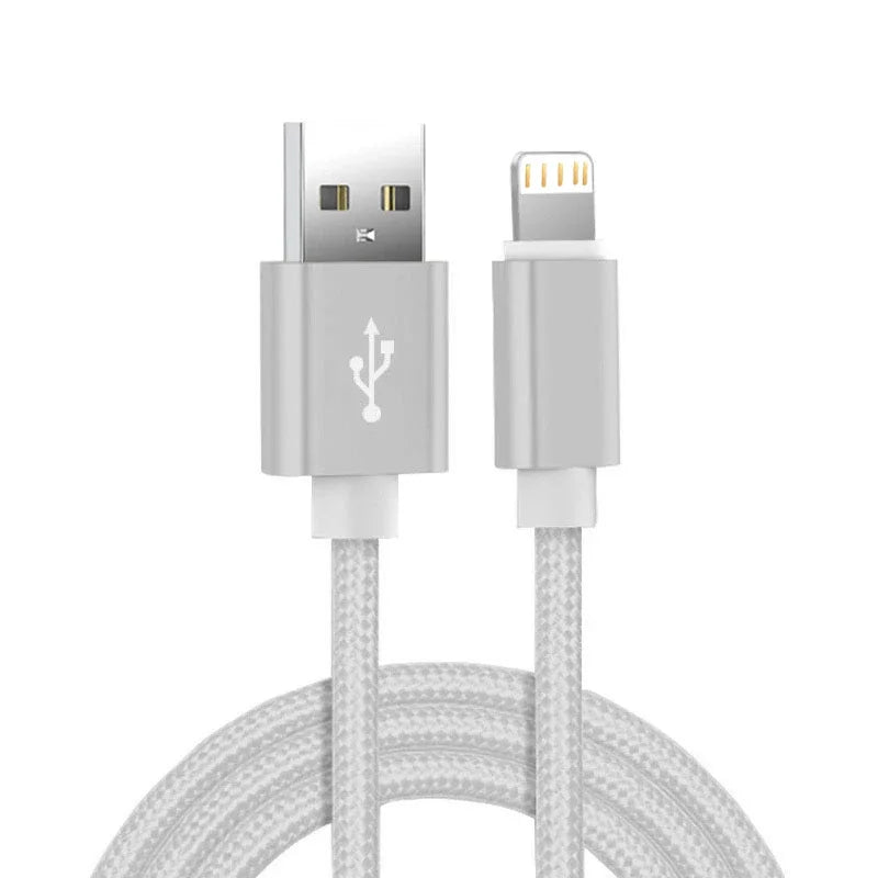 Câble USB Lightning en nylon tressé renforcé – Charge rapide – Compatible iPhone (6S à 14 Pro Max) & iPad