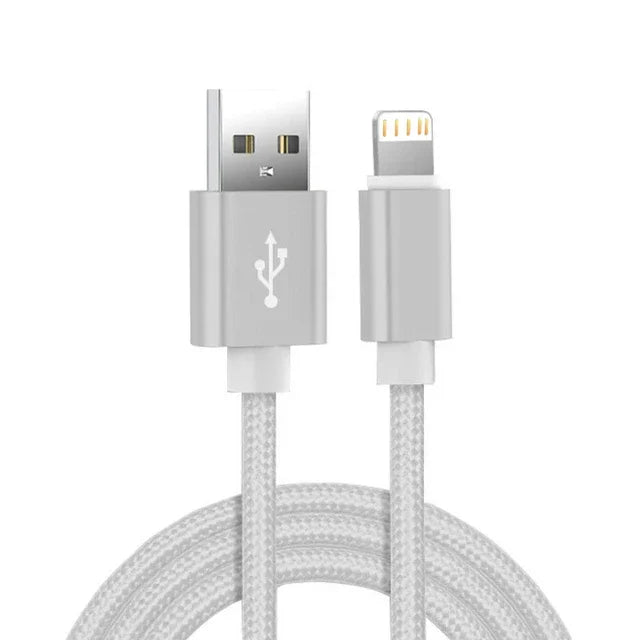 Câble USB Lightning en nylon tressé renforcé – Charge rapide – Compatible iPhone (6S à 14 Pro Max) & iPad