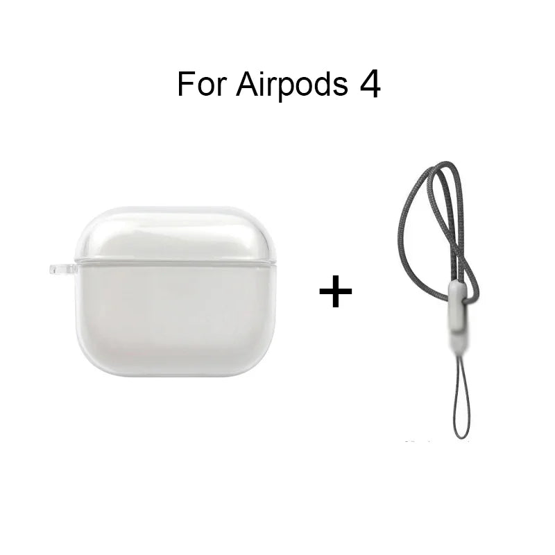 Coque transparente en TPU souple pour AirPods 1/2/3/Pro/Pro2 – Étui antichoc avec dragonne incluse