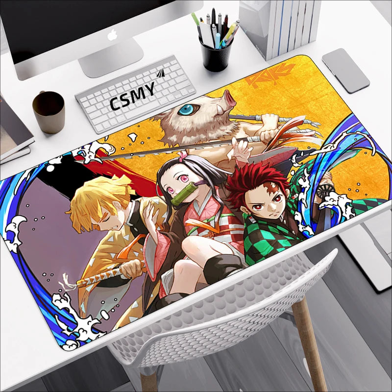 Tapis de souris gamer Demon Slayer – Grand format pour clavier & souris – Accessoire de bureau inspiré de l’anime