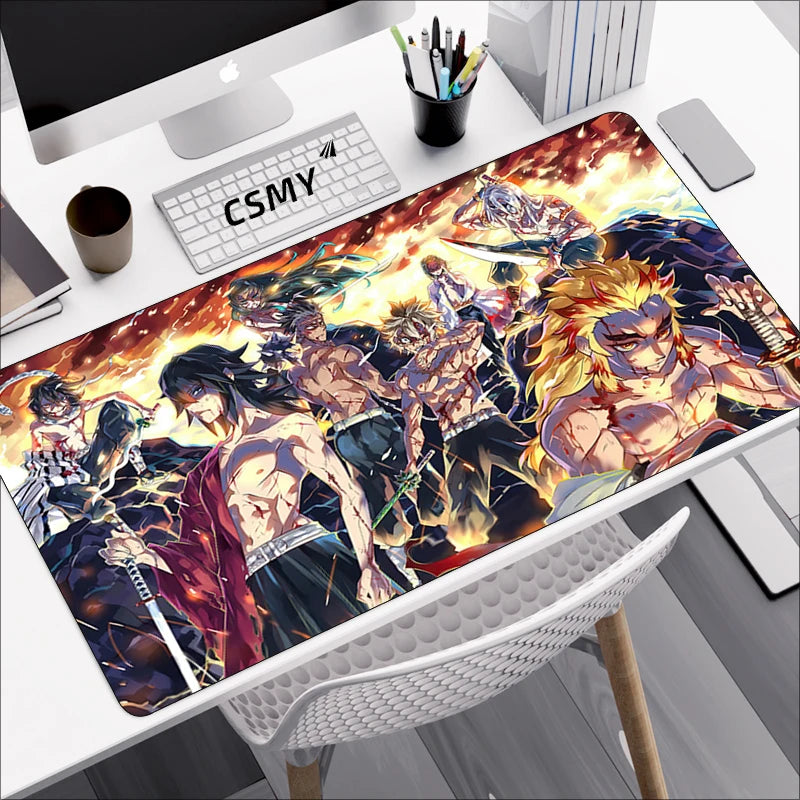 Tapis de souris gamer Demon Slayer – Grand format pour clavier & souris – Accessoire de bureau inspiré de l’anime