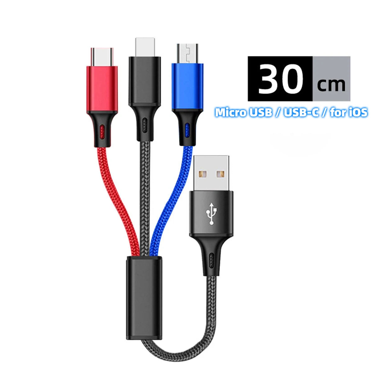 Câble multi-charge 3-en-1 – iPhone / USB-C / Micro USB
