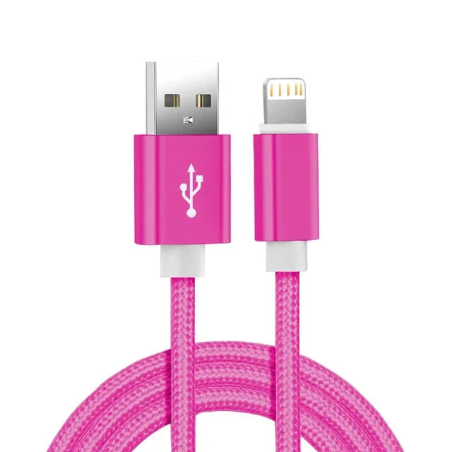 Câble USB Lightning en nylon tressé renforcé – Charge rapide – Compatible iPhone (6S à 14 Pro Max) & iPad