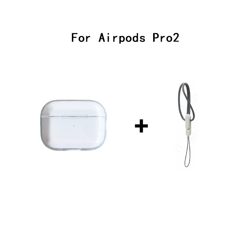 Coque transparente en TPU souple pour AirPods 1/2/3/Pro/Pro2 – Étui antichoc avec dragonne incluse