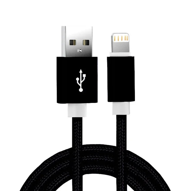 Câble USB Lightning en nylon tressé renforcé – Charge rapide – Compatible iPhone (6S à 14 Pro Max) & iPad