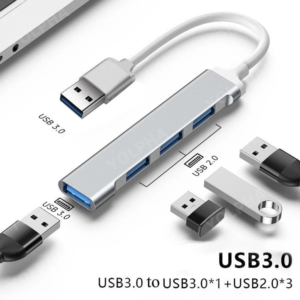 Hub USB-C 4 ports USB 3.0 – Adaptateur multi-ports OTG – Compatible MacBook Pro/Air, Huawei, PC