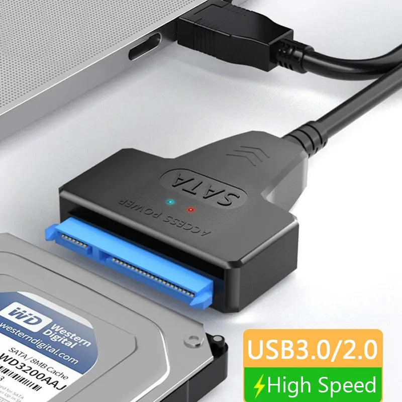 Câble adaptateur SATA vers USB 3.0/2.0 – Jusqu’à 6 Gbps – Pour disque dur ou SSD 2,5’’ SATA III (22 broches)
