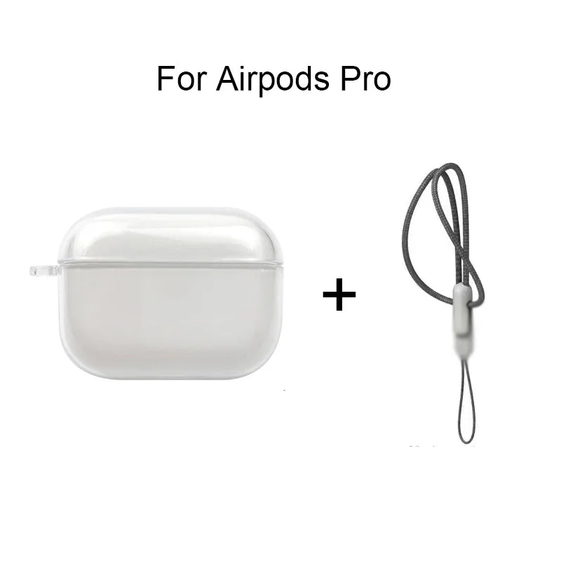 Coque transparente en TPU souple pour AirPods 1/2/3/Pro/Pro2 – Étui antichoc avec dragonne incluse