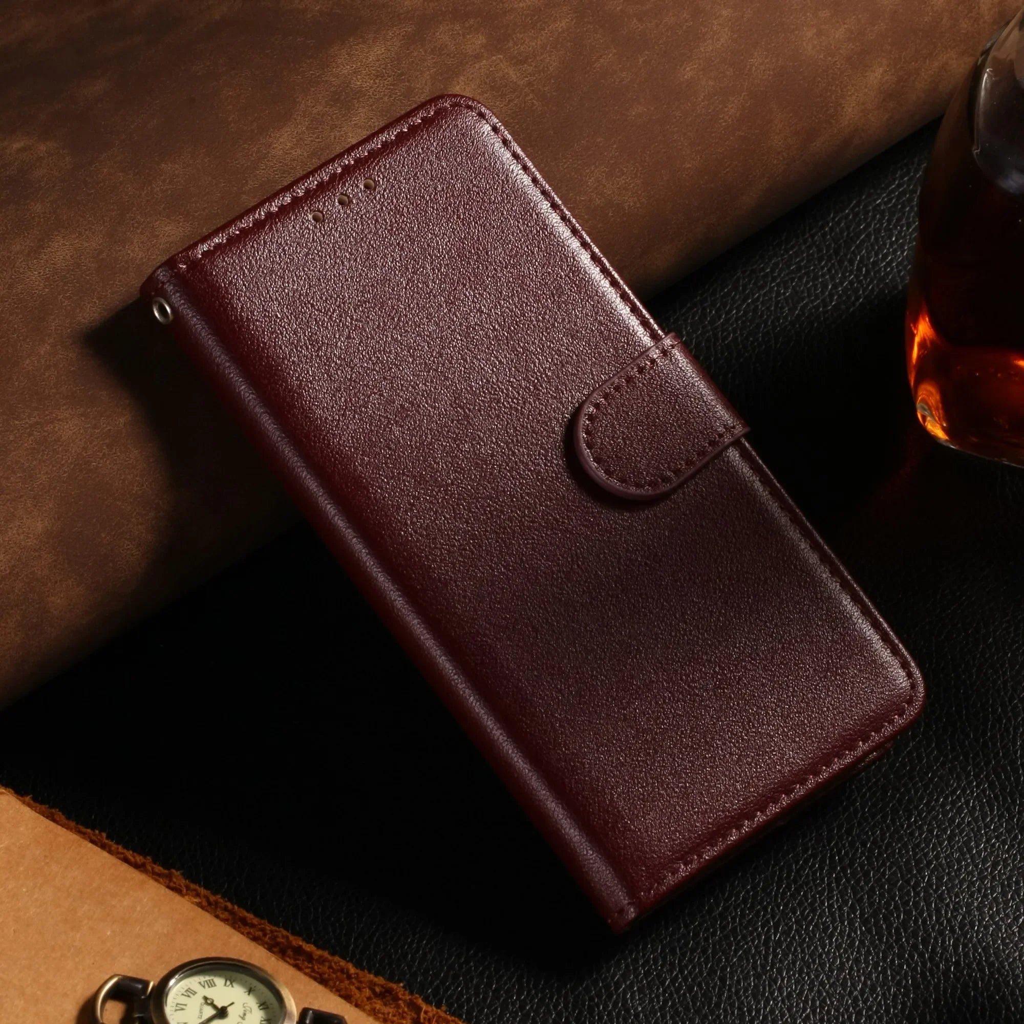 Coque portefeuille en cuir avec rabat – Compatible Samsung Galaxy