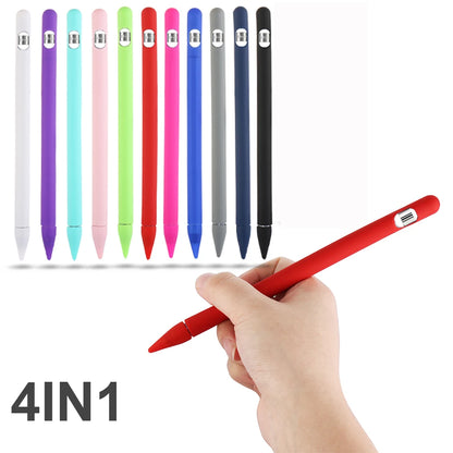 Étui de protection en silicone pour Apple Pencil 1re génération – Housse 4-en-1 colorée avec manchon antiglisse