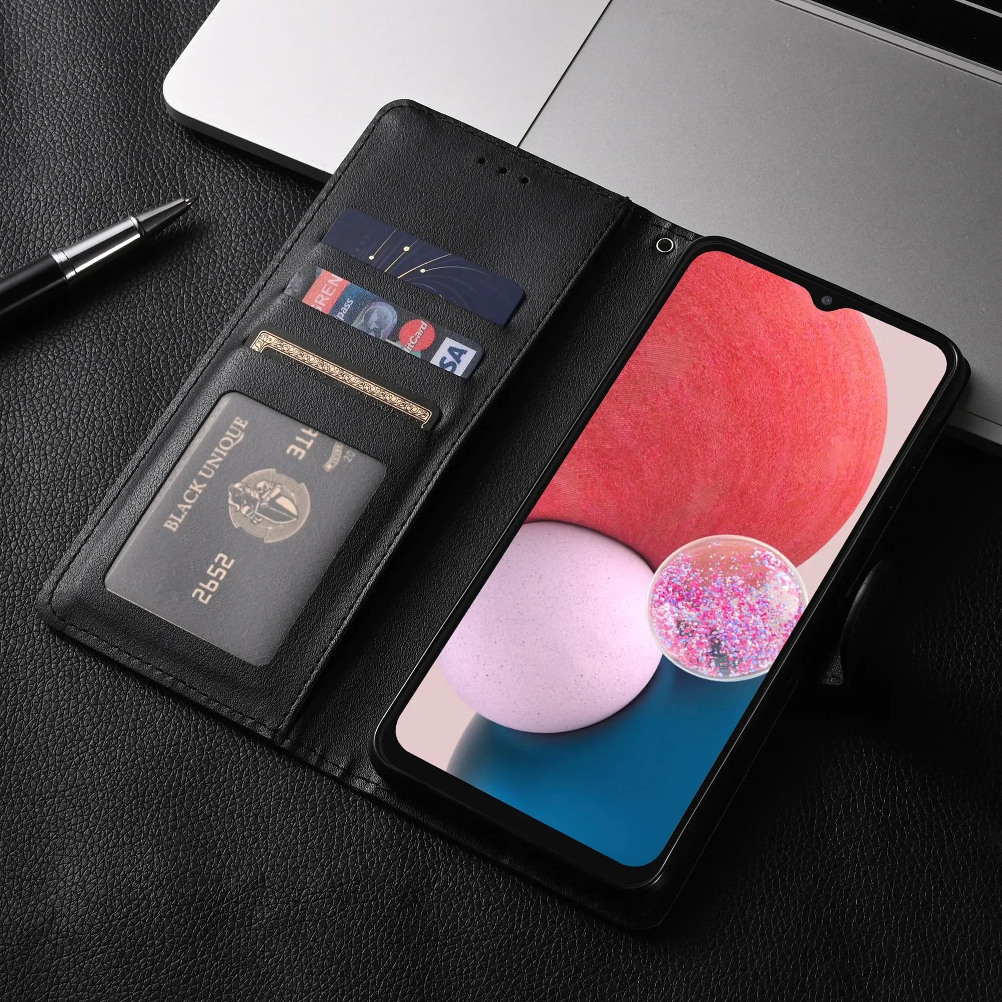 Coque portefeuille en cuir avec rabat – Compatible Samsung Galaxy