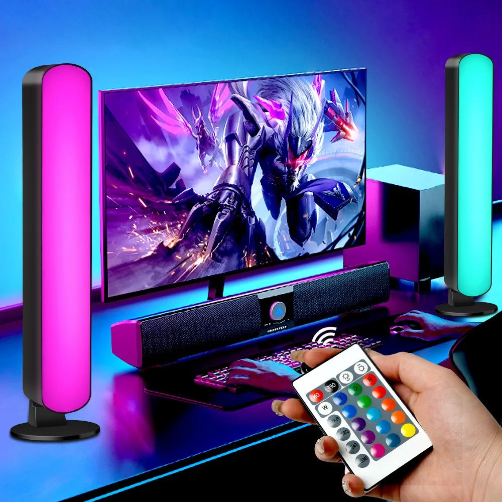 Lampe d’ambiance RGB pour bureau et écran – Bande LED avec télécommande, capteur audio et éclairage d’ambiance PC ou TV
