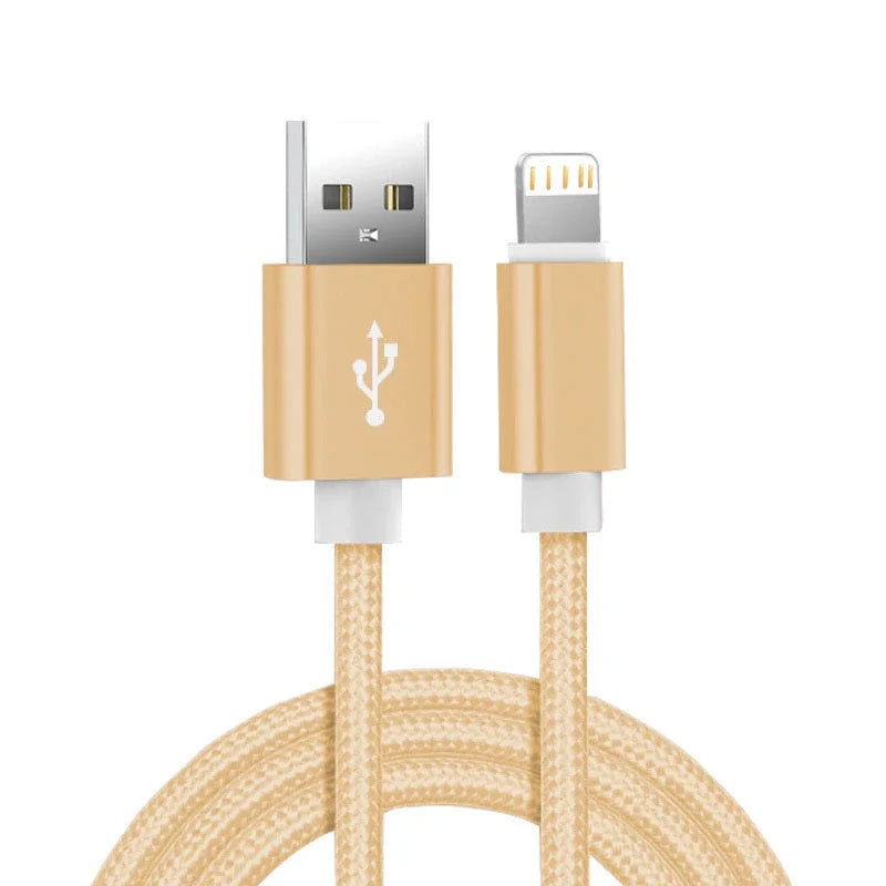 Câble USB Lightning en nylon tressé renforcé – Charge rapide – Compatible iPhone (6S à 14 Pro Max) & iPad