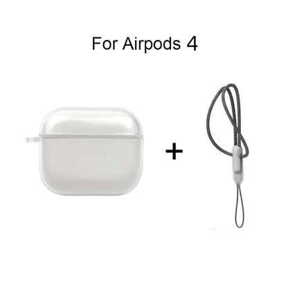 Coque transparente en TPU souple pour AirPods 1/2/3/Pro/Pro2 – Étui antichoc avec dragonne incluse