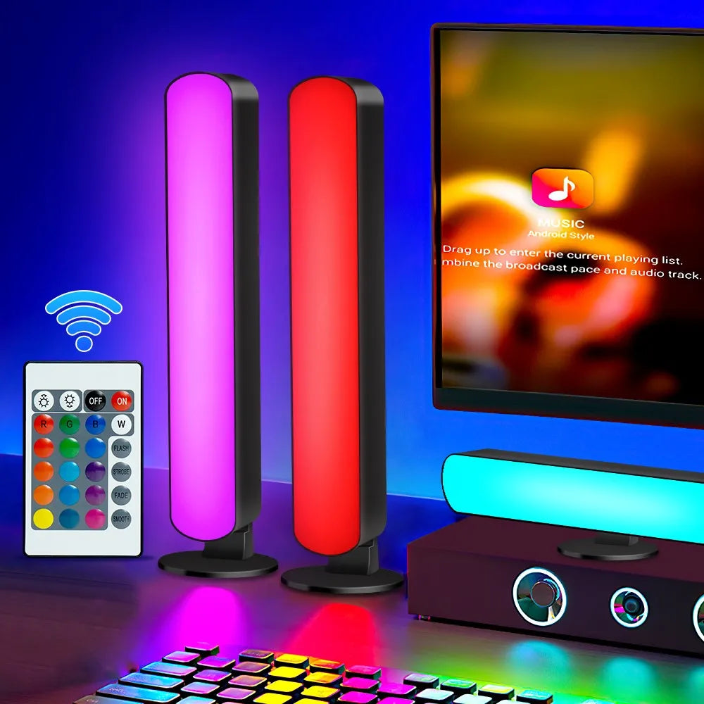 Lampe d’ambiance RGB pour bureau et écran – Bande LED avec télécommande, capteur audio et éclairage d’ambiance PC ou TV