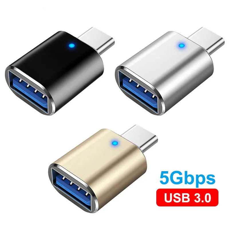 Adaptateur USB / USB-C avec LED – Connecteur OTG compatible Samsung, Huawei, Xiaomi, POCO