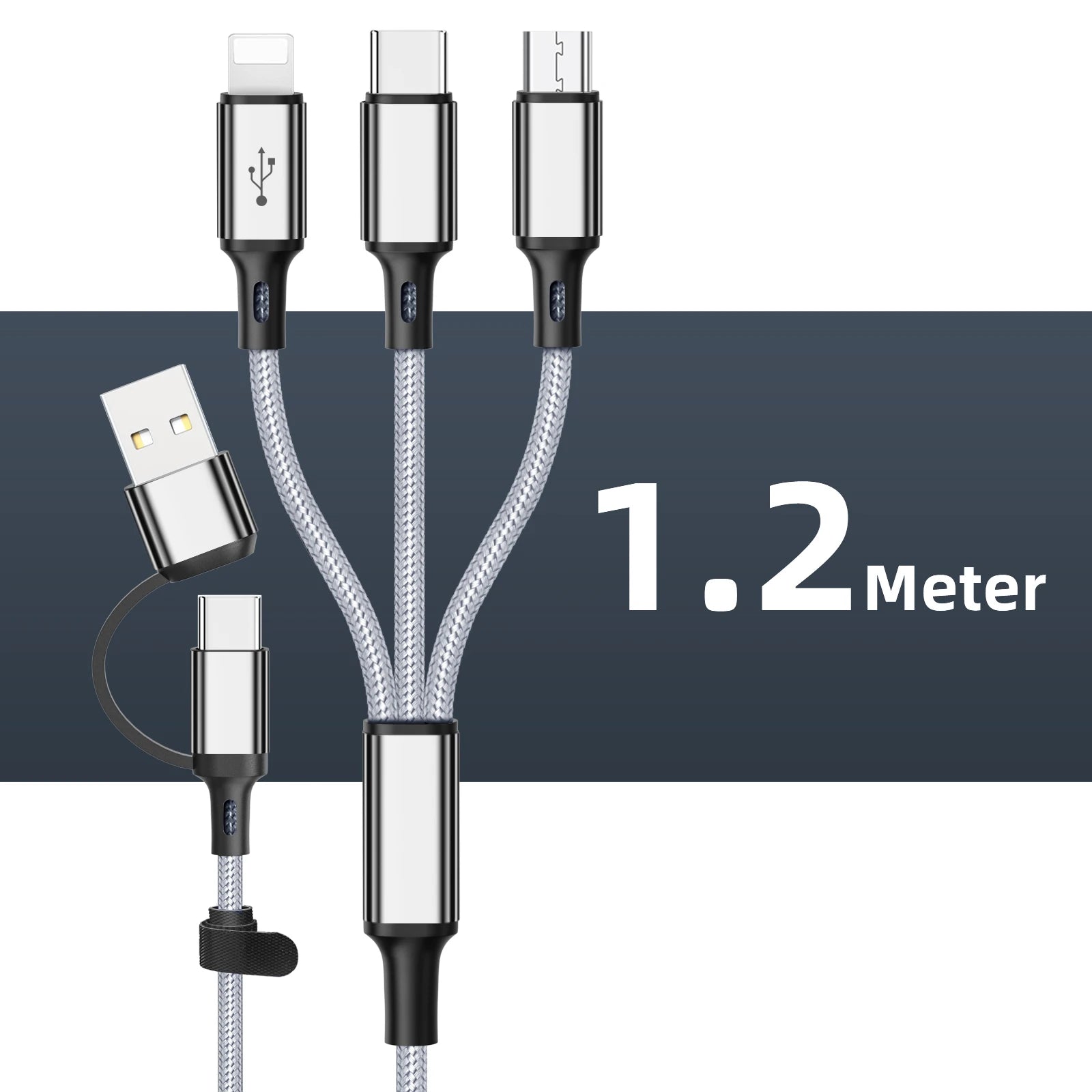 Câble multi-charge 3-en-1 – iPhone / USB-C / Micro USB