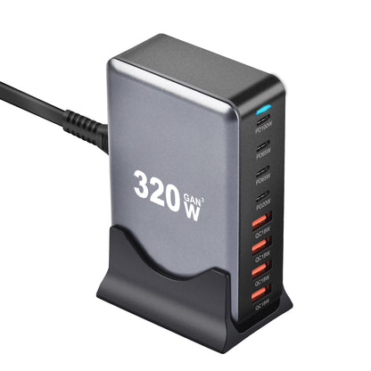 Chargeur rapide GaN 320W – 8 ports USB-C & USB-A – PD 3.0