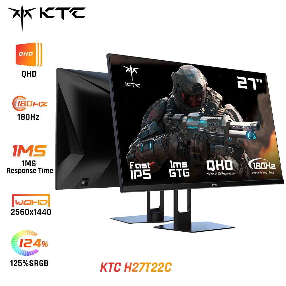 Écran PC Gamer KTC H27T22C 27” – QHD 2560x1440, 180Hz, 1ms, IPS rapide, format 16:9