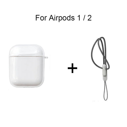 Coque transparente en TPU souple pour AirPods 1/2/3/Pro/Pro2 – Étui antichoc avec dragonne incluse