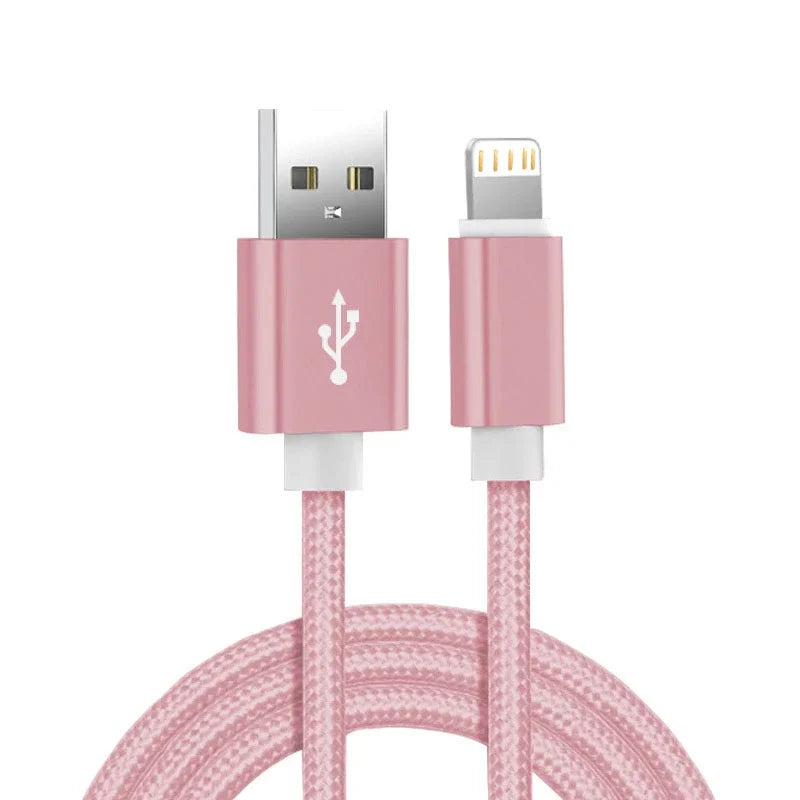 Câble USB Lightning en nylon tressé renforcé – Charge rapide – Compatible iPhone (6S à 14 Pro Max) & iPad