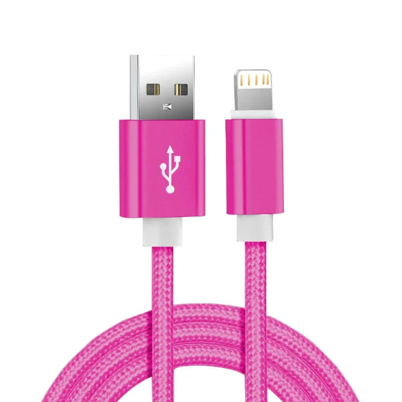 Câble USB Lightning en nylon tressé renforcé – Charge rapide – Compatible iPhone (6S à 14 Pro Max) & iPad