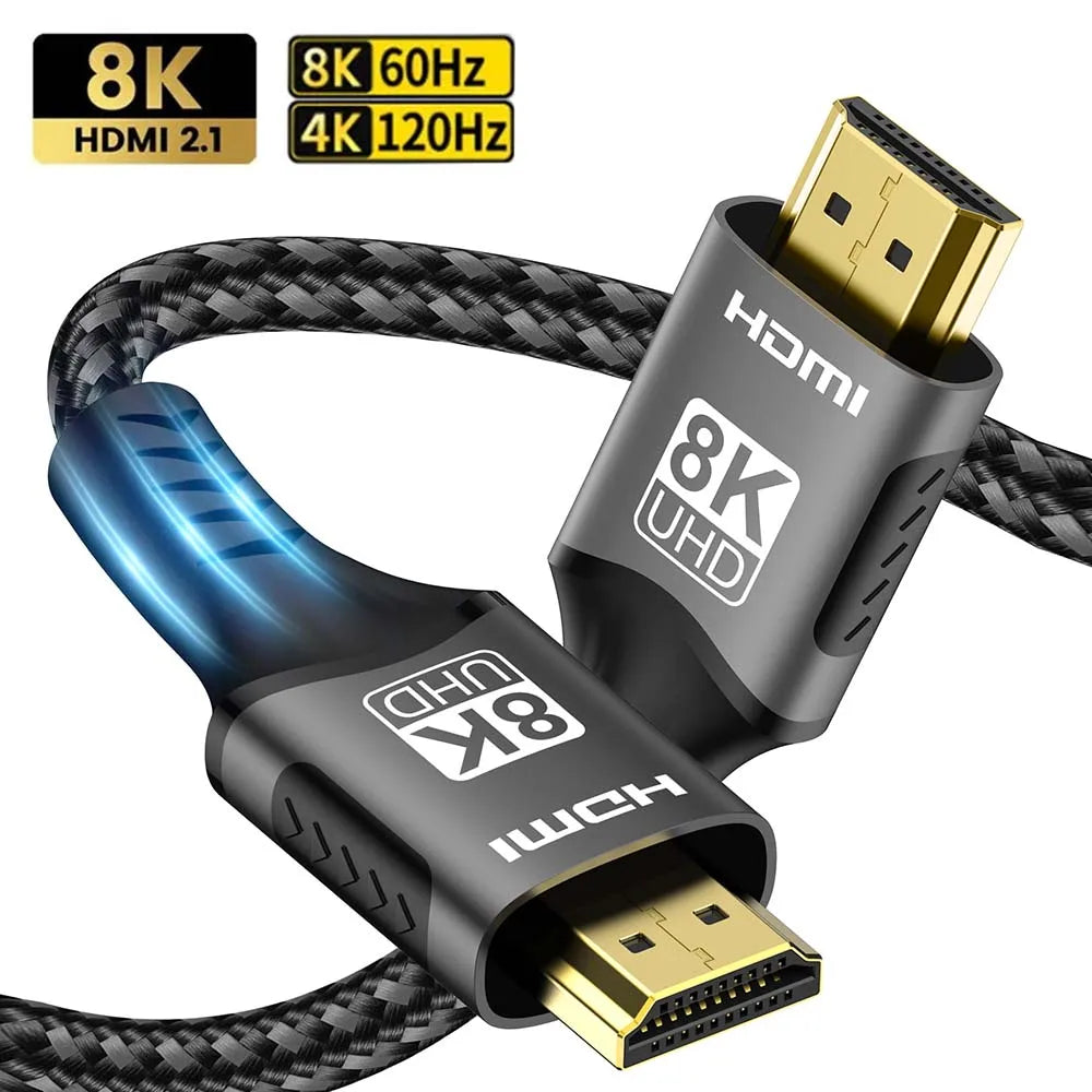 Câble HDMI 2.1 Ultra HD 8K (48Gbps) – 8K@60Hz / 4K@120Hz – Compatible RTX 3080, PS5, PC, TV