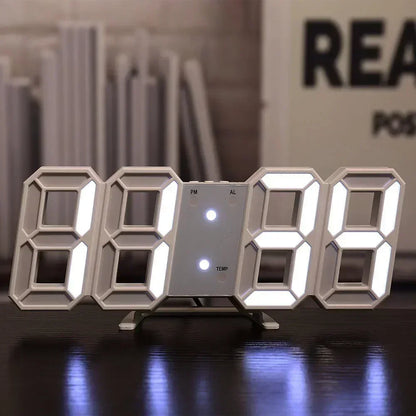 Horloge murale digitale LED 3D – Éclairage d’ambiance, affichage ajustable & mode nuit – Idéale pour chambre, salon ou bureau