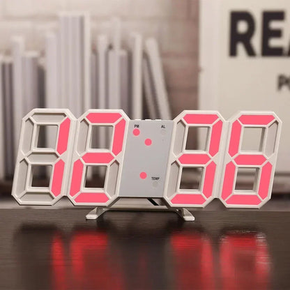 Horloge murale digitale LED 3D – Éclairage d’ambiance, affichage ajustable & mode nuit – Idéale pour chambre, salon ou bureau