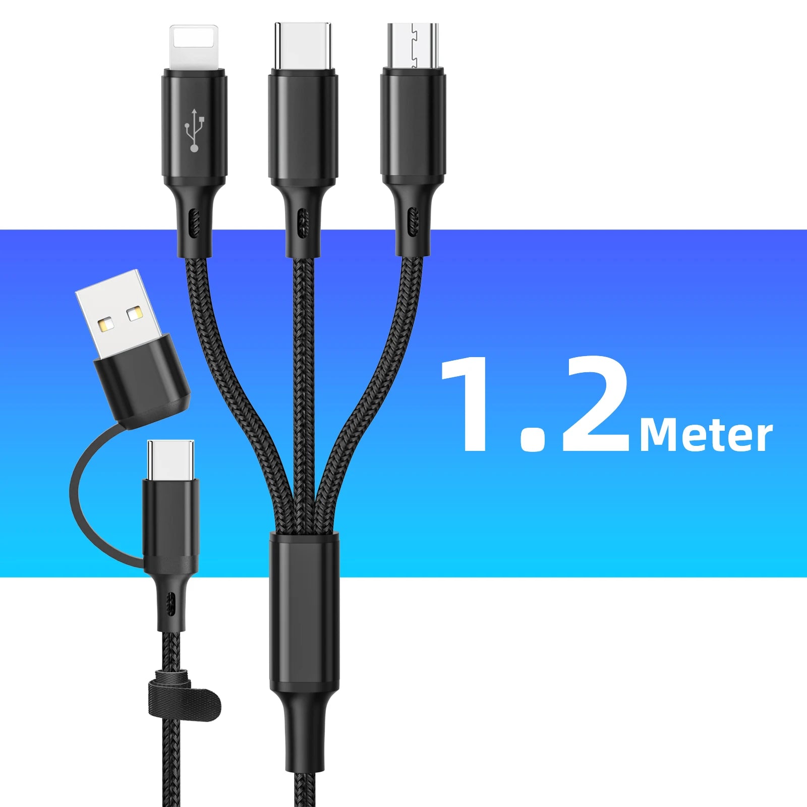 Câble multi-charge 3-en-1 – iPhone / USB-C / Micro USB