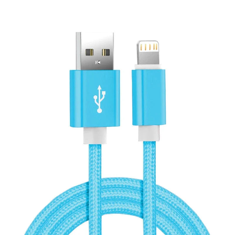 Câble USB Lightning en nylon tressé renforcé – Charge rapide – Compatible iPhone (6S à 14 Pro Max) & iPad